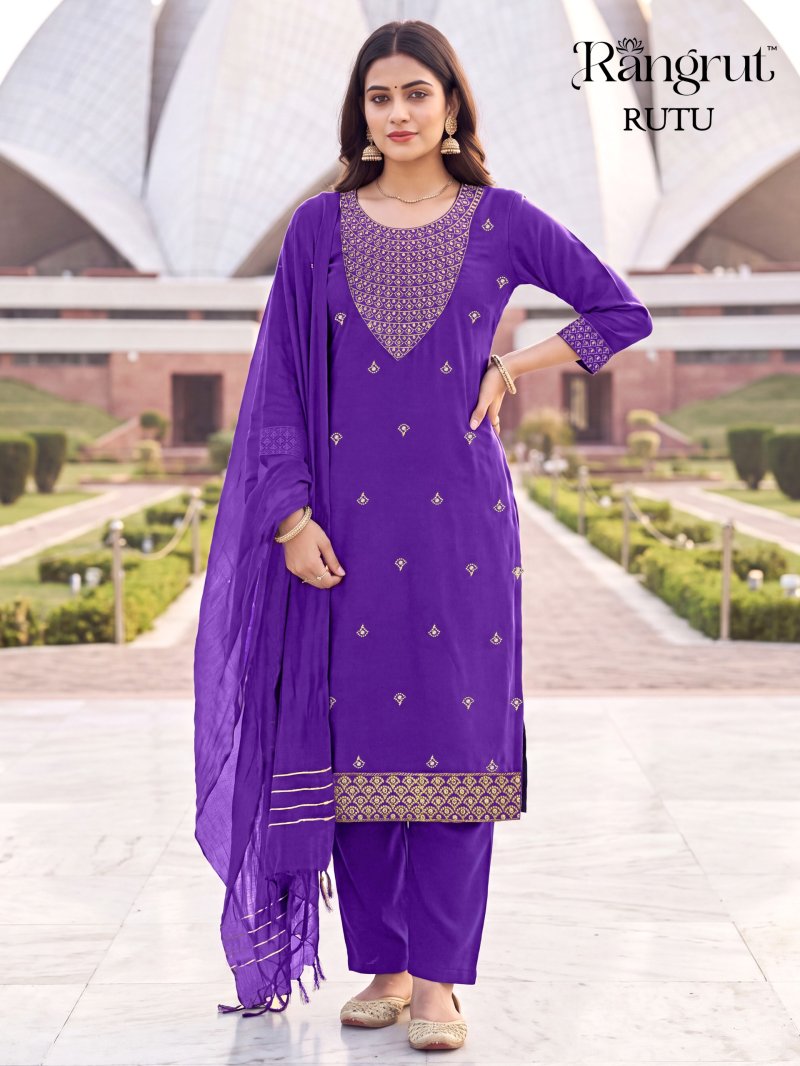 Rutu By Rangrut Malai Crep Sequence Embroidery Salwar Kameez 